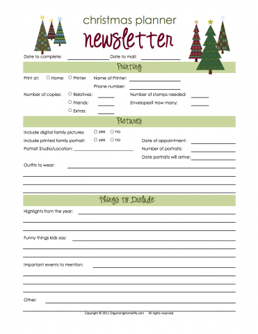 Christmas Letter Planner